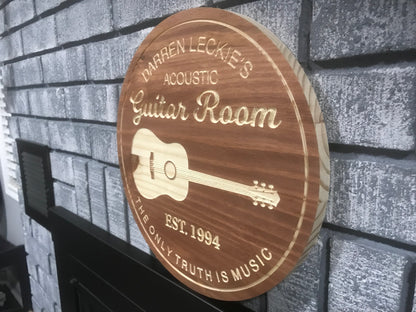 Custom Wooden Guitar Sign | Music Decor | Personalized Acoustic Guitar Sign |