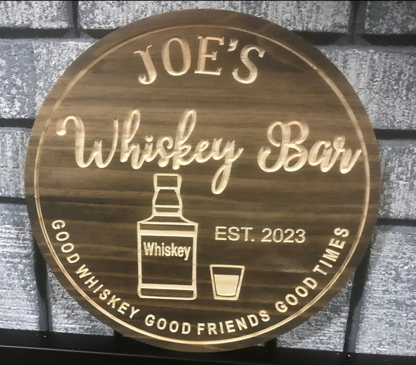 Custom Wooden Whiskey Bar Sign | Whiskey Bottle | Personalized Pub Sign |