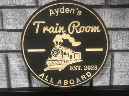 Custom Wooden Train Sign | Welcome Aboard  | Personalized Family Name Sign |