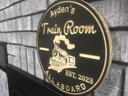 Custom Wooden Train Sign | Welcome Aboard  | Personalized Family Name Sign |