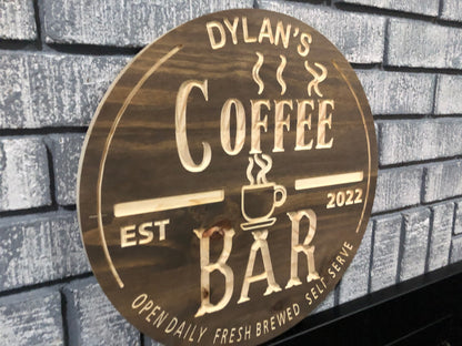 Custom Wooden Coffee Bar Sign | Kitchen Plaque | Coffee Bar Decor