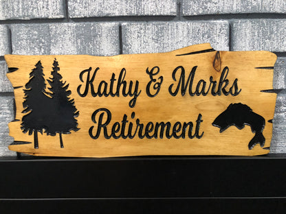 Custom Wooden Cottage Sign | Retirement Sign | Fish| Trees