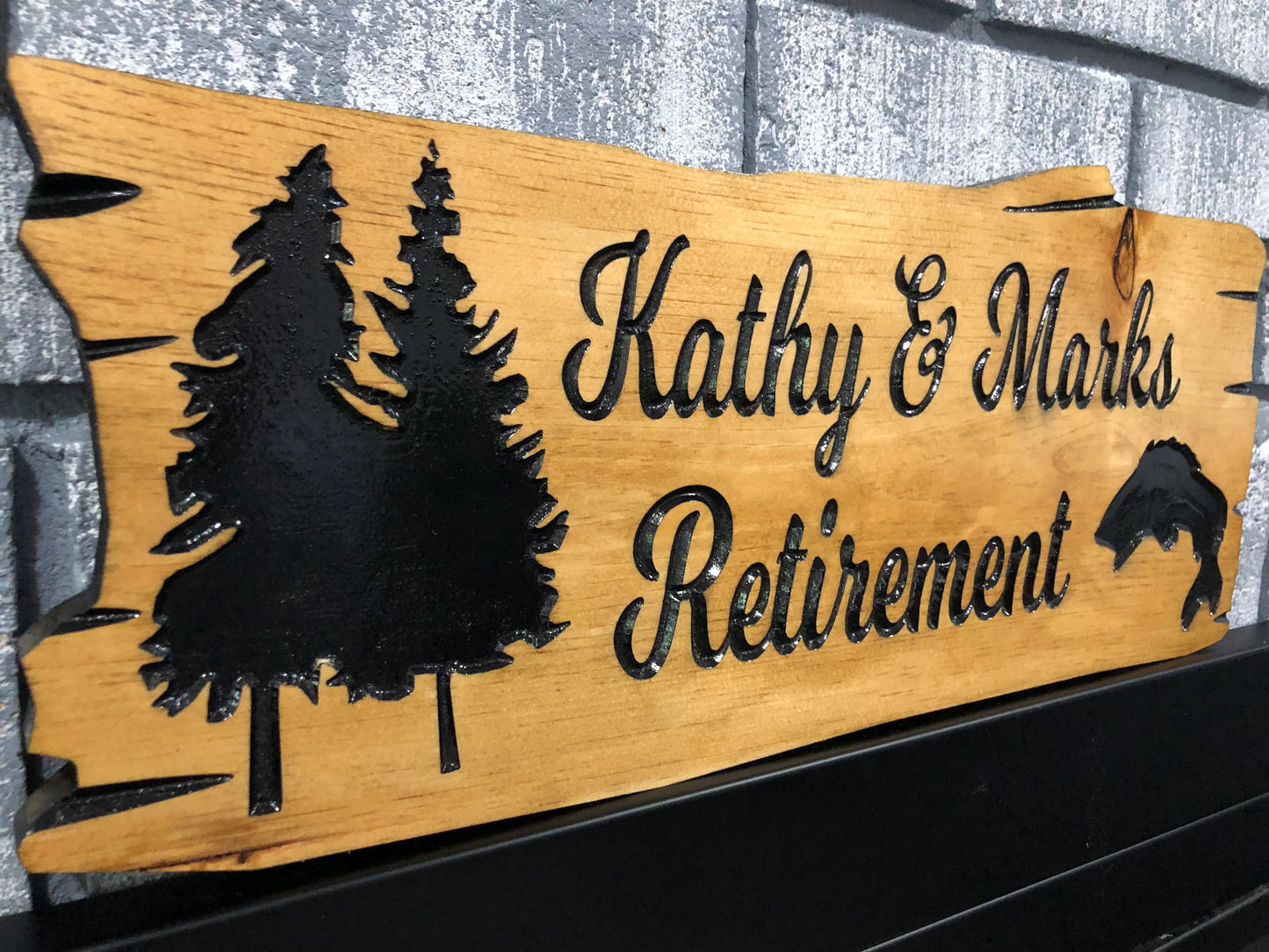 Custom Wooden Cottage Sign | Retirement Sign | Fish| Trees