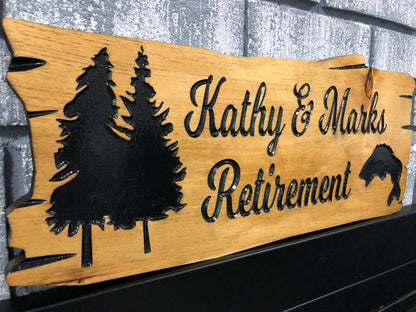 Custom Wooden Cottage Sign | Retirement Sign | Fish| Trees