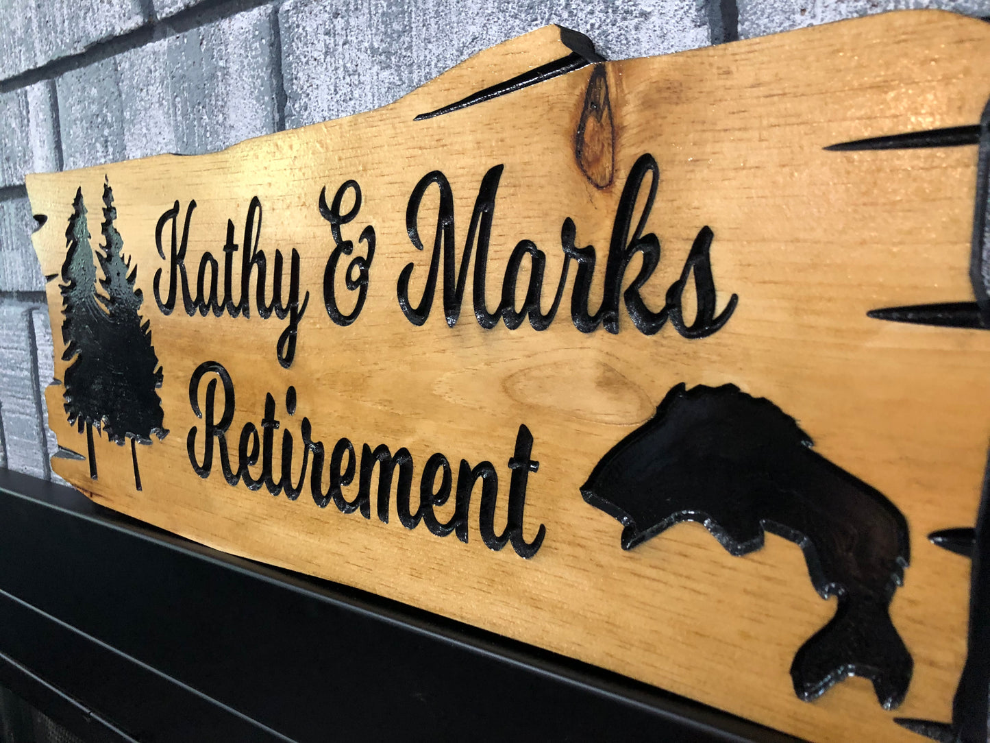 Custom Wooden Cottage Sign | Retirement Sign | Fish| Trees