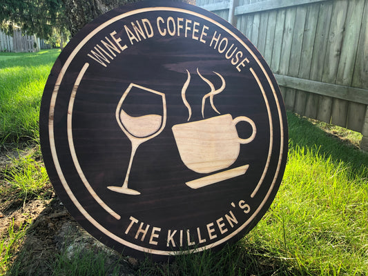 Custom Wooden Coffee Sign | Kitchen Plaque | Coffee and Wine Decor