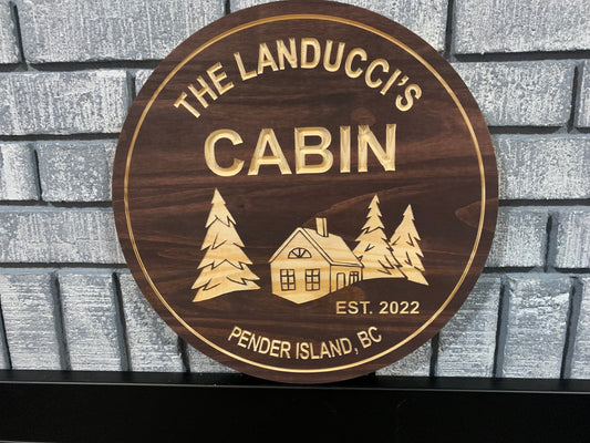 Custom Wooden Cabin Sign | Cabin  Trees | Personalized Family Cottage Sign |