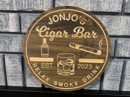 Custom Wooden Cigar Bar Sign | Whiskey | Personalized Cigar Sign | Bar Name Sign |