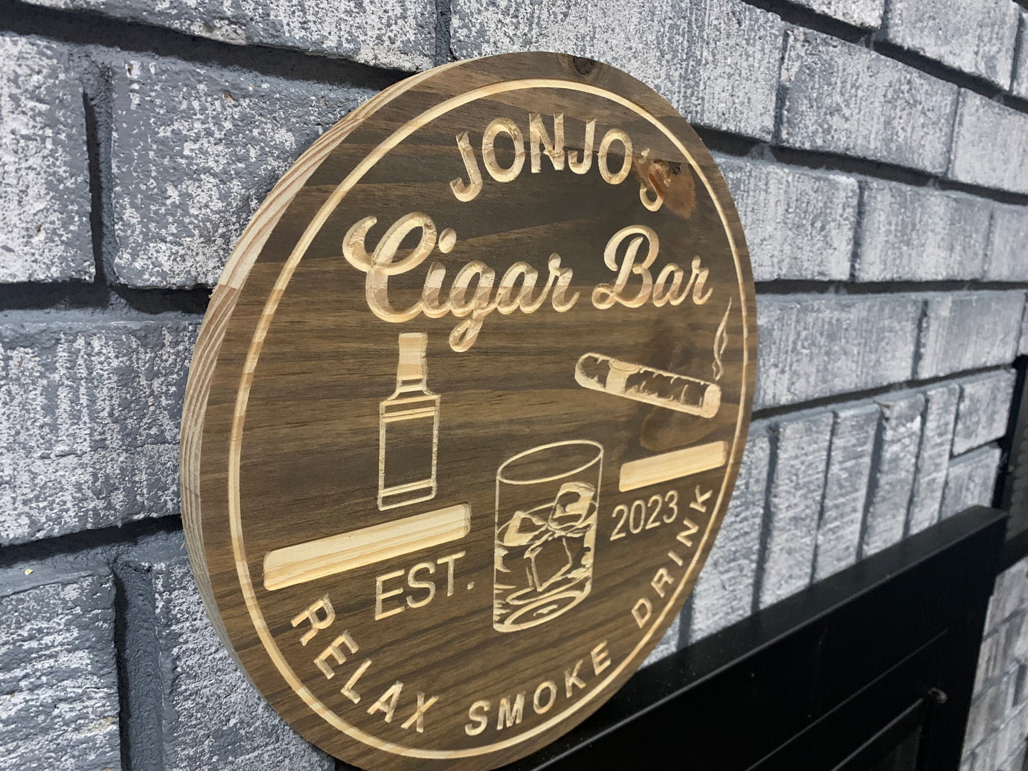 Custom Wooden Cigar Bar Sign | Whiskey | Personalized Cigar Sign | Bar Name Sign |