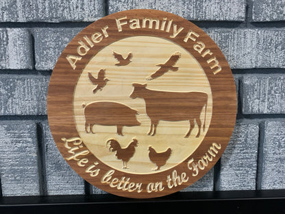 Custom Wooden Farm Sign | Farm Animals | Personalized Farmer Sign |