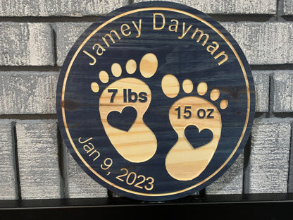 Custom Wooden Baby Sign | Baby Feet | Personalized Newborn Sign |