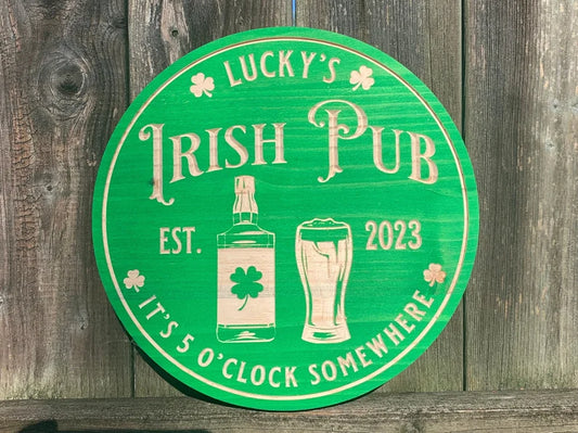 Custom Bar Sign | Personalized Wood Sign | Wooden Bar Sign | Custom Engraved Wood Sign | Irish Pub Sign