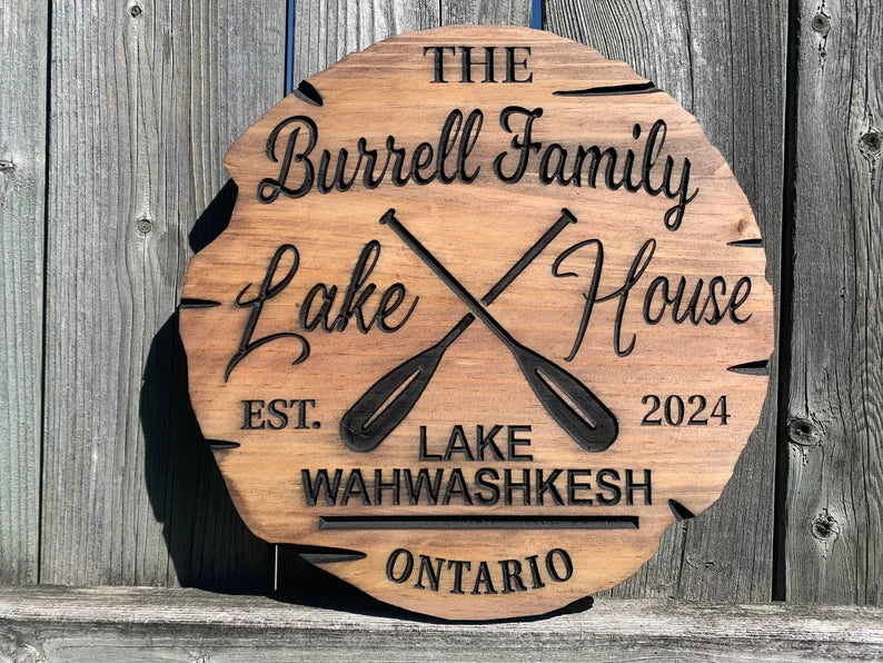 Custom Cottage Sign | Personalized Wood Sign | Wooden Lakehouse Sign | Custom Engraved Wood Sign| Outdoor Boat Signage