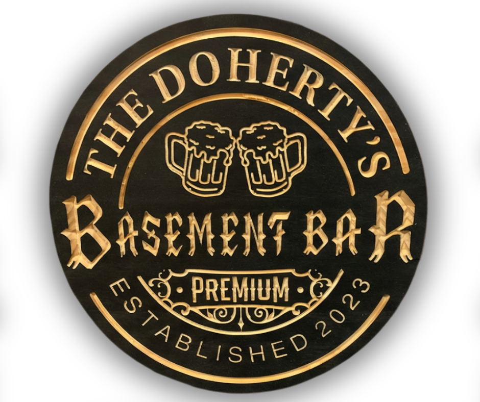 Custom Wooden Basement Bar Sign | Personalized Wood Decor