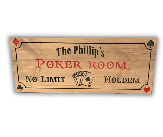 Personalized Wood Poker Sign, Custom Gaming Room Sign, Poker Sign,