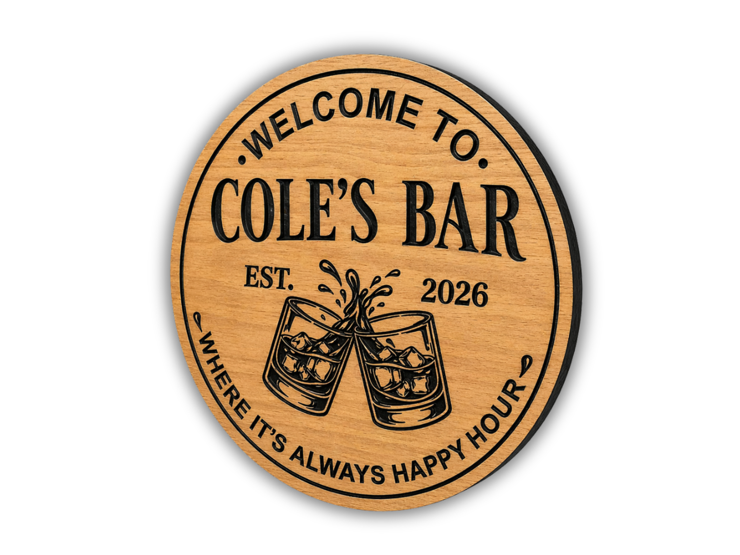 Bar Sign with Whiskey Glasses