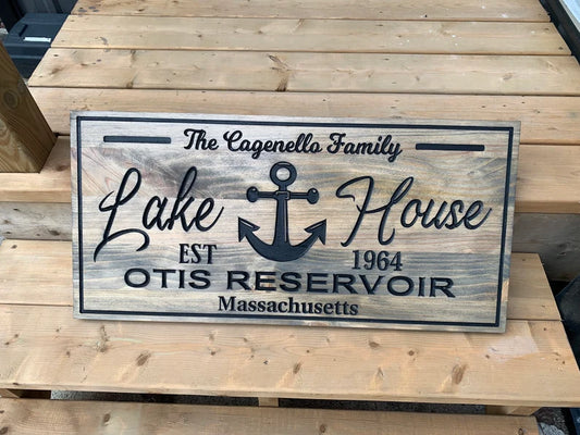 Custom Rustic Cottage Sign | Custom Engraved Lakehouse Sign | Outdoor Cottage Sign | Personalized Family Name Sign Active