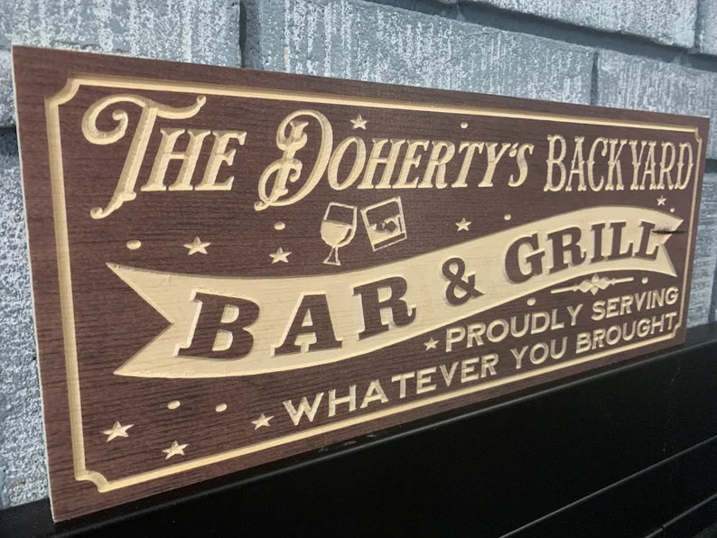 Custom BBQ Sign | Personalized Wood Sign | Wooden BBQ Sign | Custom Engraved Wood Sign