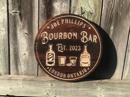 Custom Bar Sign | Personalized Wood Sign | Wooden Bar Sign | Custom Engraved Wood Sign Customizable Bourbon Bar sign, Engraved wooden sign