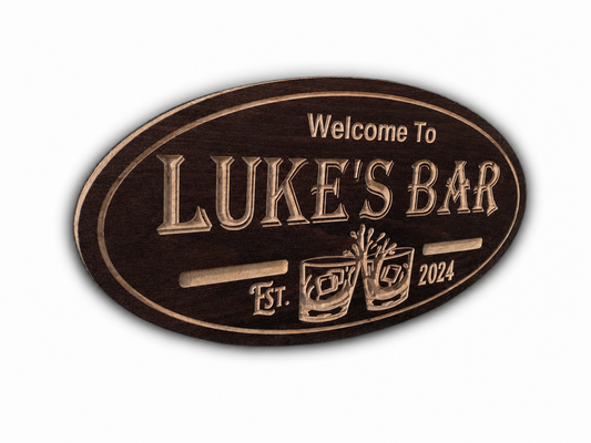 Whiskey Cheers Bar Sign | Personalized Wooden Decor