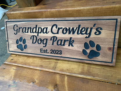 Custom Dog Lover Sign | Outdoor Paw Print Sign | Custom Engraved Sign | Personalized Pet Name Sign Active | Engraved Wooden Sign | Wood Sign