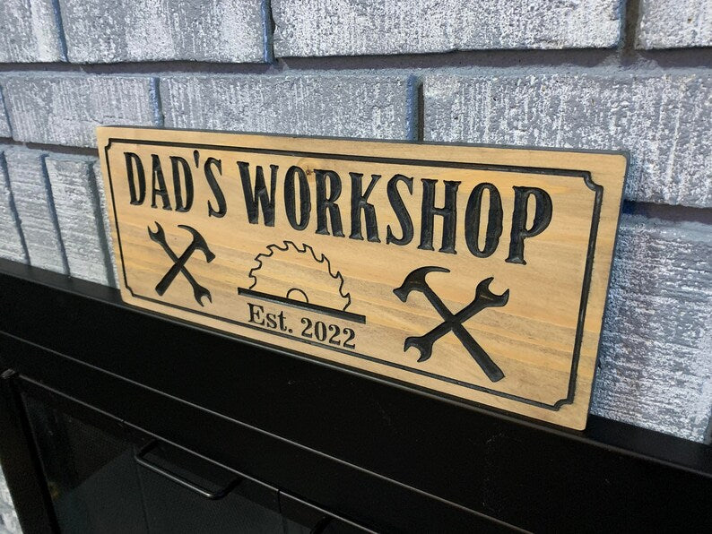 Personalized Workshop Sign | Custom Workshop Sign | Personalized Name Sign | Engraved Wooden Sign | Wood Sign