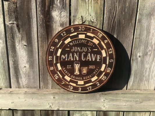 Custom pool Room Sign | Personalized Wood Sign | Wooden Bar Sign | Custom Engraved Wood Sign | Engraved Dartboard Mancave Sign, Wooden Sign