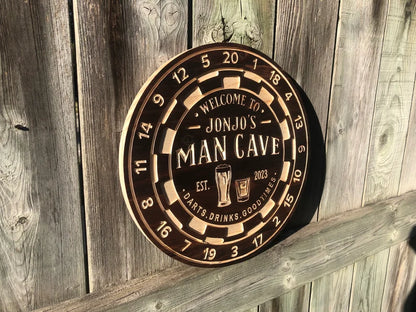 Custom pool Room Sign | Personalized Wood Sign | Wooden Bar Sign | Custom Engraved Wood Sign | Engraved Dartboard Mancave Sign, Wooden Sign