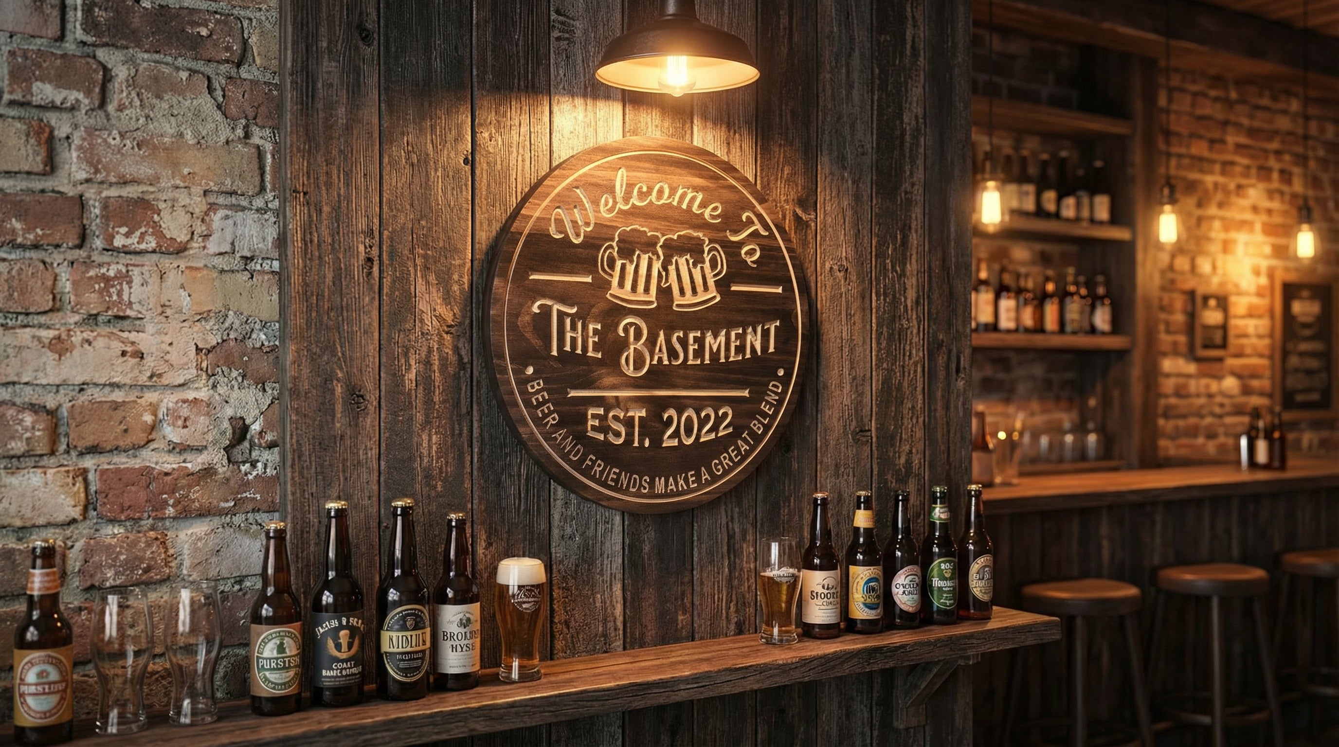 BEER 五稜星 五角星 バレルサイン ヘッドサイン レア カフェ BAR 希少 Beer & Friends Bar Sign | Personalized Wooden Decor – Samgo
