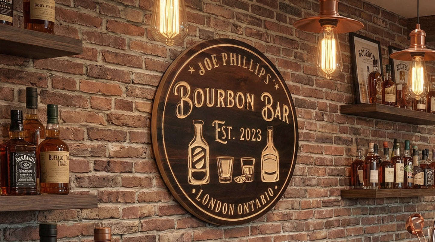 Bourbon Bar Sign | Personalized Wooden Decor