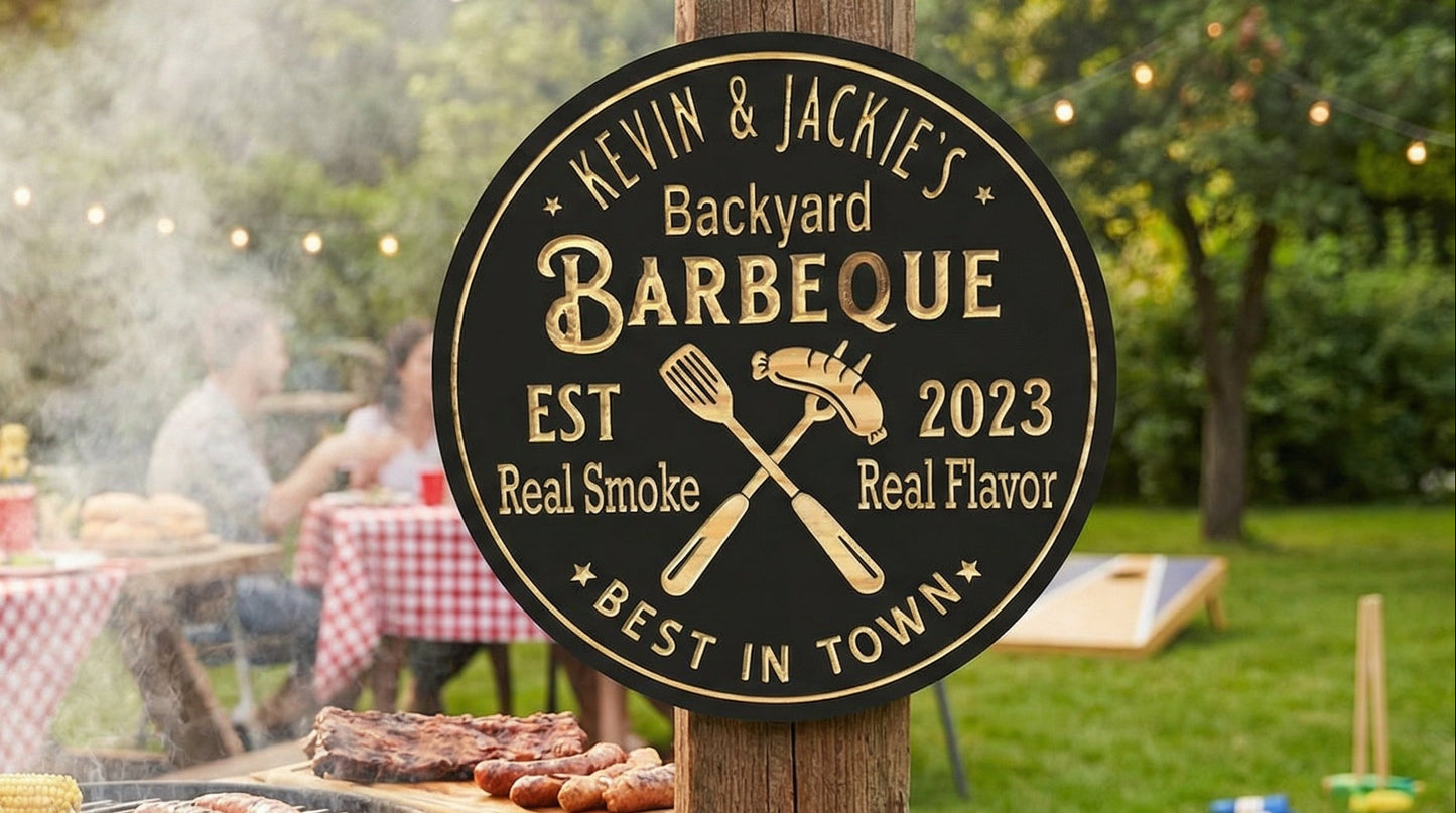 Custom Wooden BBQ Sign | Personalized Wood Decor