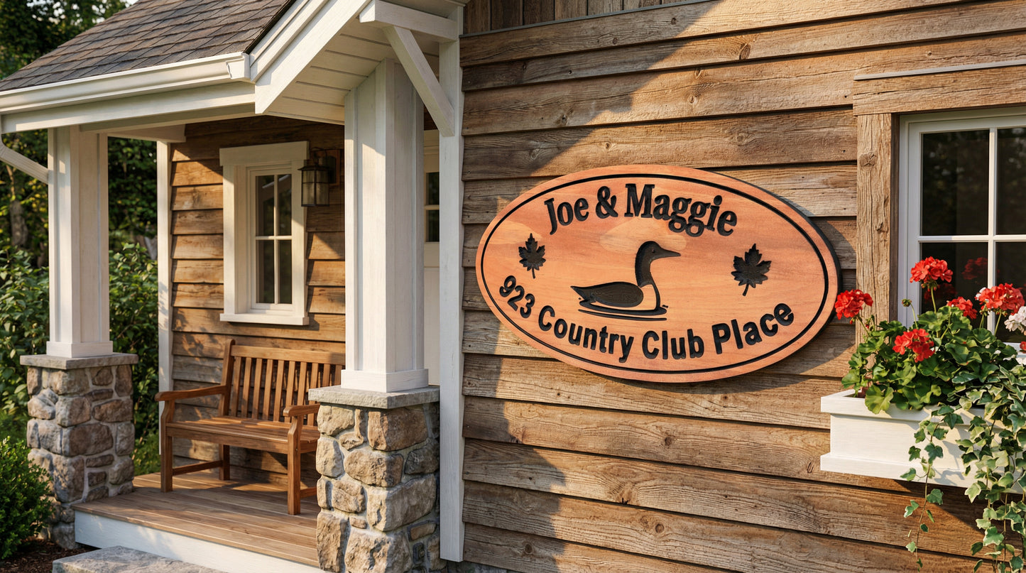 Couples House Number Sign Loon