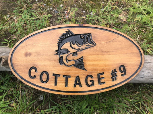 Custom Outdoor Wooden Sign Engraved Housewarming Gift Anniversary Gift Carved Wood Cottage Sign Rustic Oval Personalized Family Name Decor