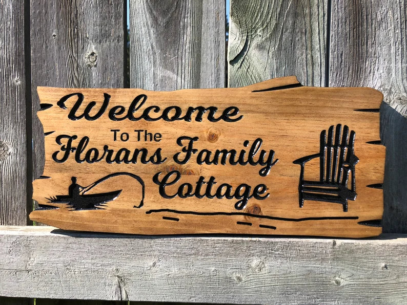 Custom Outdoor Cottage Sign | Wooden Anniversary Gift | Personalized Lakehouse Sign | Rustic Cottage Sign | Engraved Sign | Wood Sign