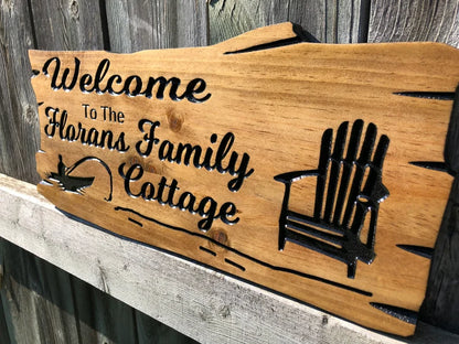 Custom Outdoor Cottage Sign | Wooden Anniversary Gift | Personalized Lakehouse Sign | Rustic Cottage Sign | Engraved Sign | Wood Sign