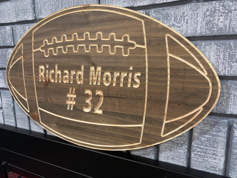 Custom Football Sign | Custom Name Engraving | Personalized Football Sign | Engraved Wooden Sign | Wood Sign