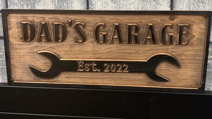 Custom Wooden Sign, Garage Wall Art, Workshop Sign, Personalized Name Sign, Engraved Wood Sign Carved wood Sign, Name Sign