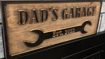 Custom Wooden Sign, Garage Wall Art, Workshop Sign, Personalized Name Sign, Engraved Wood Sign Carved wood Sign, Name Sign