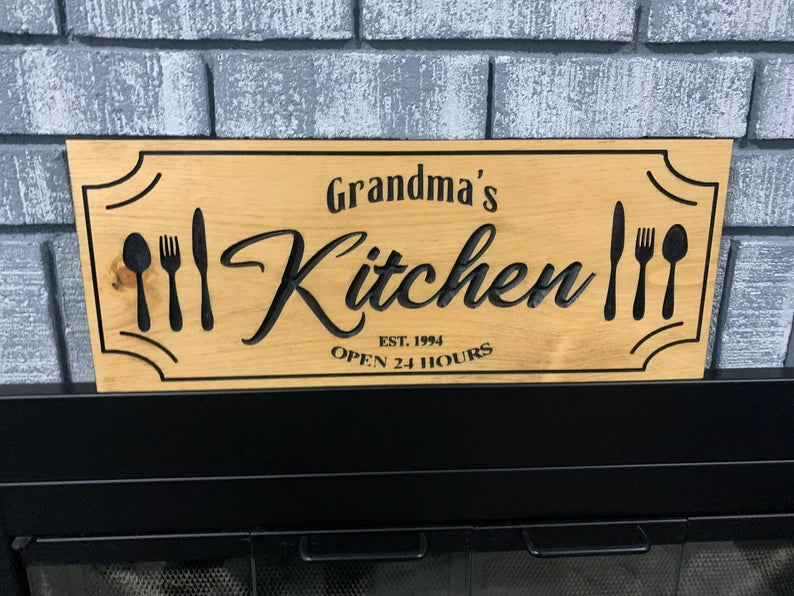 Engraved Wood Kitchen Sign, Custom Wood Art Sign, Engraved Wood Sign, Custom Sign, Wood Sign, Personalized Kitchen Sign Active