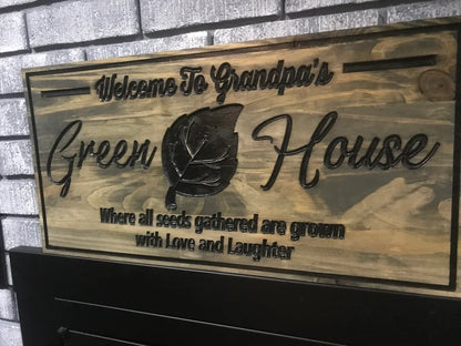 Custom Rustic Greenhouse Sign | Custom Engraved Lakehouse Sign | Cottage Sign | Personalized Family Name Sign Active | Engraved Wood Sign |