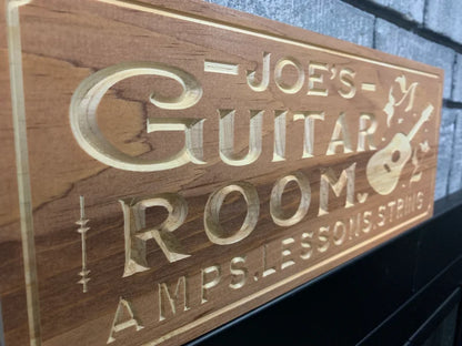 Custom Guitar Sign | Personalized Wood Sign | Wooden Music Sign | Custom Engraved Wood Sign