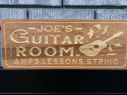 Custom Guitar Sign | Personalized Wood Sign | Wooden Music Sign | Custom Engraved Wood Sign