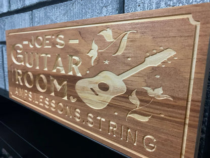 Custom Guitar Sign | Personalized Wood Sign | Wooden Music Sign | Custom Engraved Wood Sign