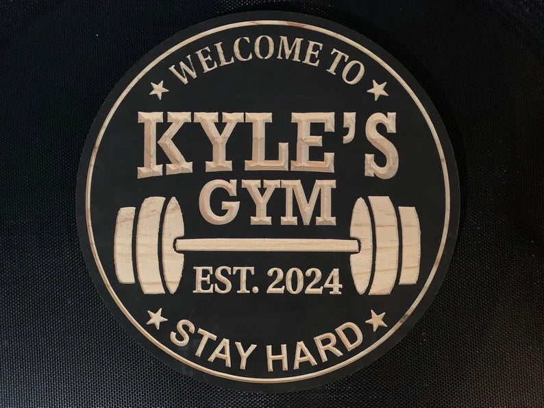 Gym Wooden Sign Personalized Powerlifting Sport Metal Wall Art Gym Name Signs Cross Fit Sign Fitness Home Decor Father's Day Gift Wood Gift