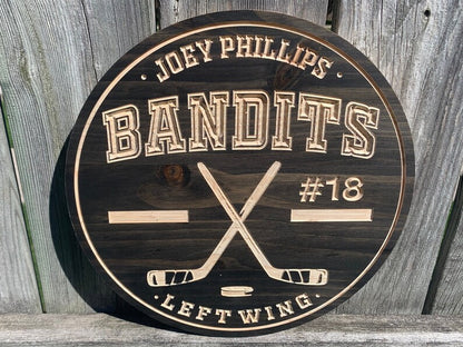 Custom Hockey Sign | Custom Name Engraving | Personalized Hockey Sign | Wooden Sign | Wood Sign | Birthday Gift | Sports Sign |