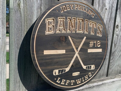 Custom Hockey Sign | Custom Name Engraving | Personalized Hockey Sign | Wooden Sign | Wood Sign | Birthday Gift | Sports Sign |