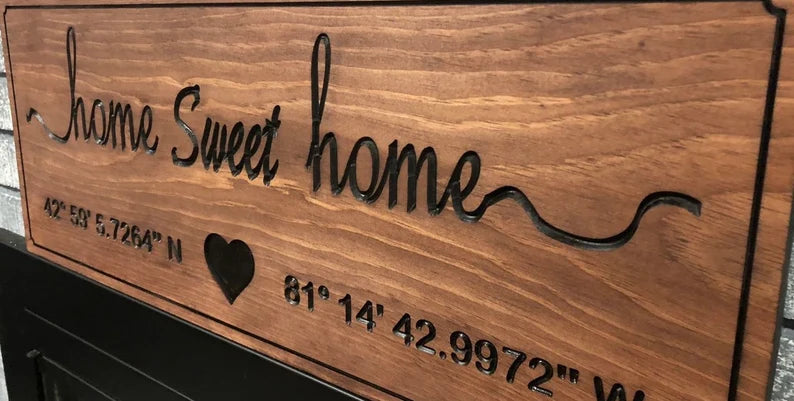 Personalized Home sweet home sign Sign, Custom Engraved Family Name Sign, Wood Carved Sign