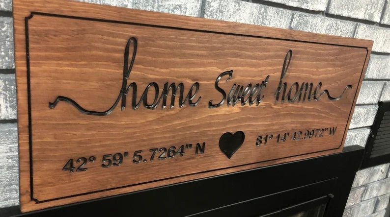 Personalized Home sweet home sign Sign, Custom Engraved Family Name Sign, Wood Carved Sign