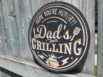 Outdoor Wood Backyard BBQ Sign | Custom Name Engraving | Personalized BBQ Sign | Custom Wood Sign | Carved Wooden Sign | Father's Day Gift |