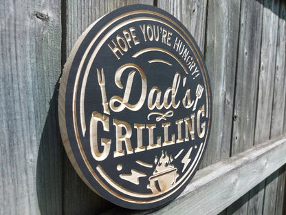 Outdoor Wood Backyard BBQ Sign | Custom Name Engraving | Personalized BBQ Sign | Custom Wood Sign | Carved Wooden Sign | Father's Day Gift |